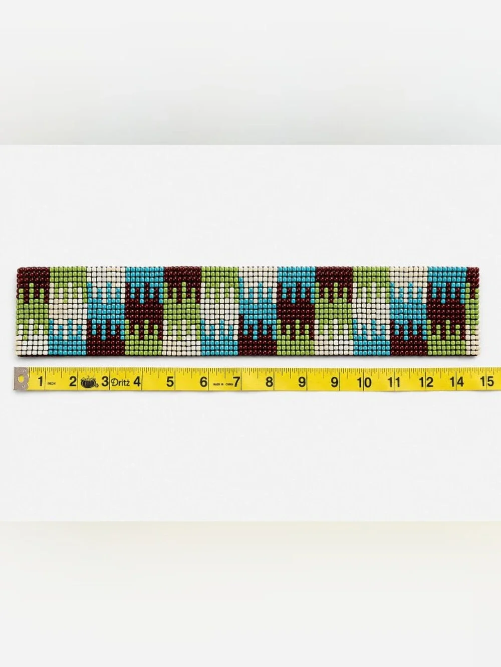 Handmade Loom Beaded Elastic Belt – Southwestern Geometric Pattern